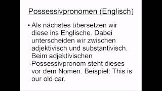 Possessivpronomen Englisch [upl. by Nevi814]