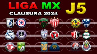 FECHAS HORARIOS Y CANALES PARA LA JORNADA 5 DE LA LIGA MX CLAUSURA 2024 [upl. by Proffitt]