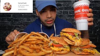 ASMR FIVE GUYS Eating Vartan Freshs Favorite Meal  BURGERS amp FRIES  Whispering Ramble [upl. by Asilam]