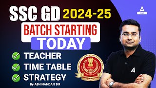 SSC GD 202425  SSC GD Batch Starting Today  GD Teachers Time Table amp Strategy by Abhinandan Sir [upl. by Hinda484]