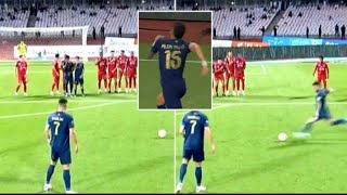 Alex Telles scores free kick for Al Nassr after clever Cristiano Ronaldo tactic distracts goalkeepe [upl. by Eitteb]