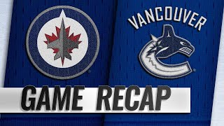 Brossoit Scheifele lead Jets past Canucks [upl. by Werdma473]