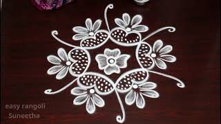 3 Dots Beginners rangoli kolam designs by easy rangoli Suneetha  How to draw simple muggulu [upl. by Esydnac651]