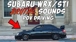 SUBARU WRXSTI BRUTAL SOUNDS POV DRIVING Catless Downpipe Race N1 Exhaust External Wastegate [upl. by Dressel]