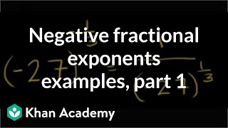 Negative fractional exponent examples  Algebra I  Khan Academy [upl. by Hedges]