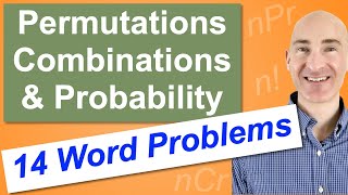 Permutations Combinations amp Probability 14 Word Problems [upl. by Erastes882]