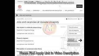 55 PhD Postdoc Researcher amp Faculty Positions at Uppsala University SwedenHigh Allowance Salary [upl. by Milissent]