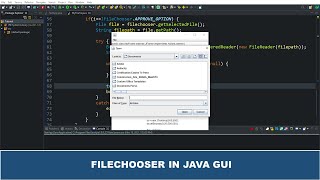 Java GUI Tutorial 58  Create a FileChooser Using JFileChooser In Java GUI Swing [upl. by Wycoff]