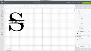 SPLIT MONOGRAM WITH CRICUT DESIGN SPACE  Cricut Design Space Tutorial For Beginners  Monogram [upl. by Merrick551]