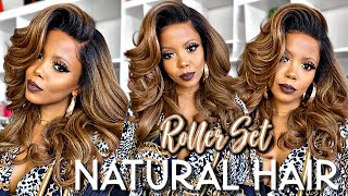 😱 Natural Hair Blowout ROLLER SET Wig for 50 Outre Perfect Hairline Julianne 13x6 FRONTAL Lace Wig [upl. by Ole921]