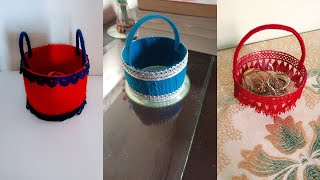 3 Different Baskets from Plastic Bottle Recycled Crafts rnscrafts [upl. by Resarf670]