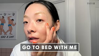 Rina Sawayama’s 12Step Nighttime Skincare Routine  Go To Bed With Me  Harpers BAZAAR [upl. by Kama985]