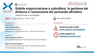 Stabile organizzazione o subsidiary la gestione del distacco e lassunzione del personale allestero [upl. by Rolyab]