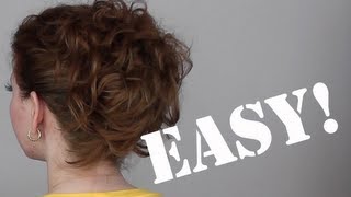 Hair Tutorial A Quick Easy and Messy Updo for Curly Hair [upl. by Kirat33]