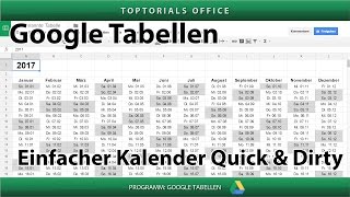 Einfachen Kalender erstellen Quick and Dirty Google Tabellen  Spreadsheets [upl. by Arobed]