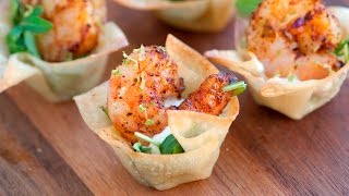 How to Make Chili Lime Baked Shrimp Cups  The Perfect Party Appetizer [upl. by Llednew]