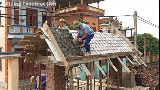 Construction Of Concrete Sloping Roofs On Brick Poles  Excellent Traditional Craft Techniques [upl. by Eiramyma]