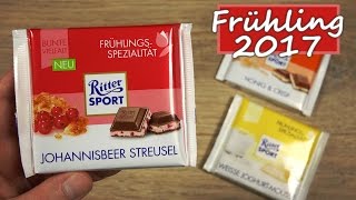 Ritter Sport Frühling 2017 Johannisbeer Streusel ✪ Weiße JoghurtMousse ✪ Honig amp Crisp [upl. by Enoek577]