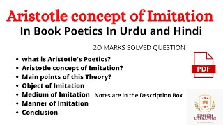 Aristotle concept of Imitation In Urdu and Hindi Aristotle Concept of Imitation Poetic Truth PDF [upl. by Assirac]