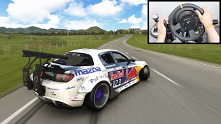 Drifting Mad Mikes Red Bull Mazda RX8  Assetto Corsa Steering Wheel  Shifter Gameplay [upl. by Waldner521]