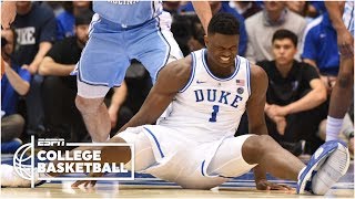 Zion Williamson leaves with a knee injury as UNC rolls vs Duke  College Basketball Highlights [upl. by Maiga346]