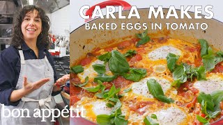 Carla Makes Baked Eggs in Tomato  From the Test Kitchen  Bon Appétit [upl. by Notniuq]