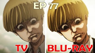 So MAPPA ONLY MADE 4 MAJOR CHANGES in Attack on Titan The Final Season Part 2 Ep 77 TV vs BLURAY [upl. by Drye]