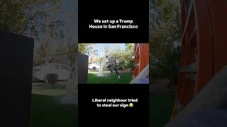 LIBERAL TRIES TO STEAL OUR DONALD TRUMP SIGN 💦 [upl. by Auka]