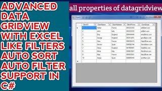 Advanced DataGridview with excellike auto filter in C  C Advanced DatagridView filter  CSHARP [upl. by Shiau]