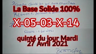 pronostic PMU 100 quinté du jour Mardi 27 Avril 2021 [upl. by Saihttam95]