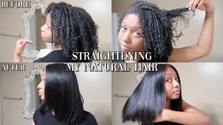 SILK PRESS AT HOME ON NATURAL HAIR  CURLY TO STRAIGHT  NO FRIZZ [upl. by Charita]