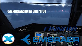 Finnair E190 cockpit landing to Oulu in Xplane12 [upl. by Cottle]