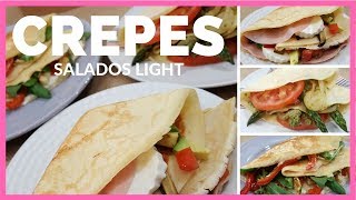 CREPES SALADOS CON RELLENOS SALUDABLESLIGHT RECETA FÁCIL [upl. by Esorlatsyrc]