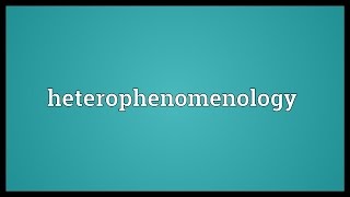 Heterophenomenology Meaning [upl. by Ahsaekal]