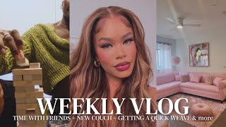 new couch getting a quick weave  going out a lot amp more  arnellarmon weekly vlog [upl. by Helaine]