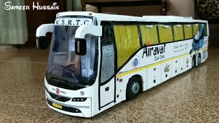 KSRTC AIRAVAT VOLVO B11R BUS MODEL 118  VOLVO B11R BUS CARDBOARD MODEL  with STEERABLE REAR AXLE [upl. by Selokcin]