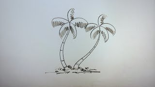 COCONUT tree drawing easy tutorial  Narkel  Dab gas drawing [upl. by Nwahs]