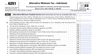 IRS Form 6251 walkthrough Alternative Minimum Tax For Individuals [upl. by Trixie]