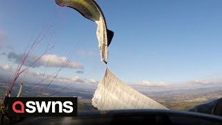 Paraglider nearly plunges 2500 feet after the wing on his paramotor malfunctions midflight  SWNS [upl. by Aeriela]