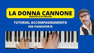 LA DONNA CANNONE di Francesco De Gregori tutorial accompagnamento facile per pianoforte [upl. by Adlesirk]