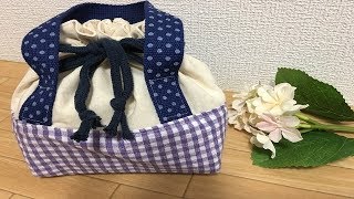 お弁当袋 裏生地付き 作り方 入園 入学グッズ作り方 How to sew a Lunch box pouch [upl. by Adnohsirk273]