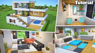 Minecraft Modern House 51 Interior Tutorial  How to Build  💡Material List in Description [upl. by Fredi876]