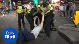 Fans and police clash in in London after England defeat [upl. by Inglebert]