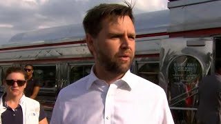 JD Vance speaks to reporters in St Cloud Minnesota during campaign stop [upl. by Mchugh]