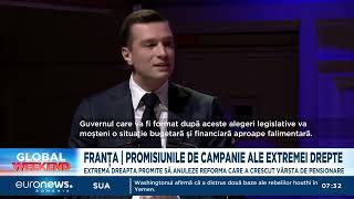 Alegeri în Franța Extrema dreapta promite să anuleze reforma care a crescut vârsta de pensionare [upl. by Alracal]