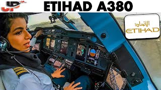 ETIHAD AIRBUS A380 Takeoff Abu Dhabi  Flight Deck GoPro View [upl. by Niddala453]