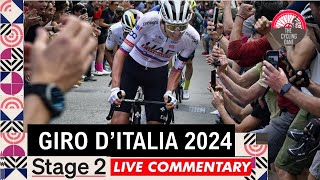 Giro dItalia 2024 Stage 2 LIVE COMMENTARY  TADEJ POGACAR CRASHES [upl. by Lina]