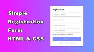 Simple Registration Form using HTML amp CSS  No JavaScript [upl. by Dnalrah]