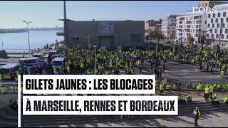 Rennes Bordeaux Marseille  les images des rassemblements de gilets jaunes [upl. by Malia]