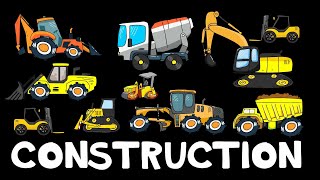 CONSTRUCTION Trucks Cranes and Excavators  Picture Show  Fun amp Educational Learning Video [upl. by Elli]